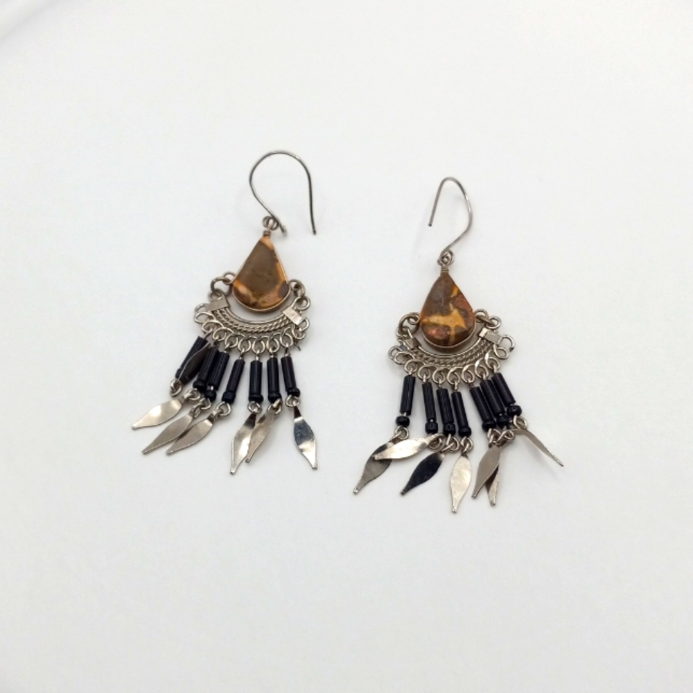 Picture Jasper Fringe Earrings